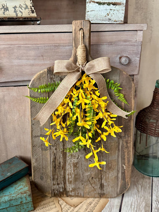 NEW 2025! Mini Forsythia Swag Wreath, Yellow Spring Swag, Yellow Floral Door Swag, Fern Wreath, Mothers Day Swag, Wildflower Decor