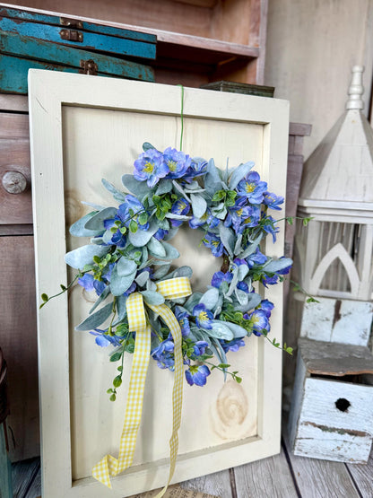 Blue Violet Easter Wreath, Blue Farmhouse Candle Wreath, Window Wreath, Kitchen Cabinets Wreath, Purple Easter Wreath Decor
