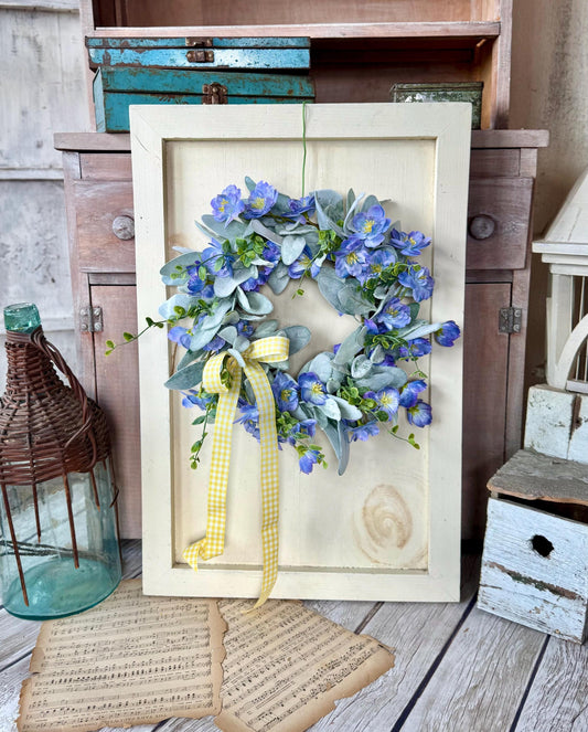 Blue Violet Easter Wreath, Blue Farmhouse Candle Wreath, Window Wreath, Kitchen Cabinets Wreath, Purple Easter Wreath Decor
