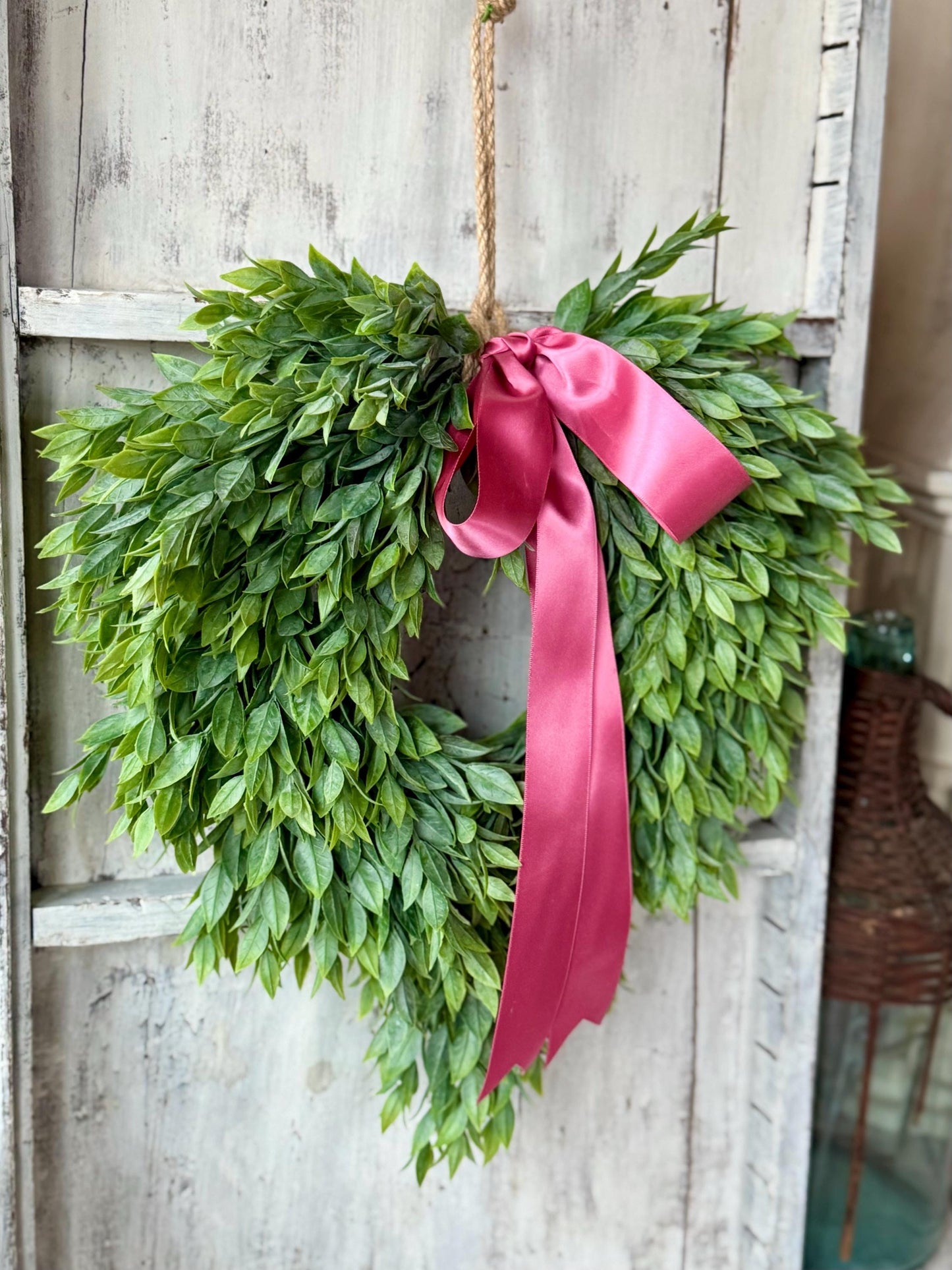 Greenery Wreath, Heart Shaped Wreath, Modern Door Wreath, Spring Wreath, Summer Wreath, Apartment Door Wreath, Nursing Home Decor