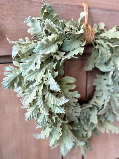 Dusty Miller Wreath, Heart Shaped Wreath, Lambs Ear Wreath, Spring Wreath, Summer Wreath, Apartment Door Wreath, Nursing Home Decor