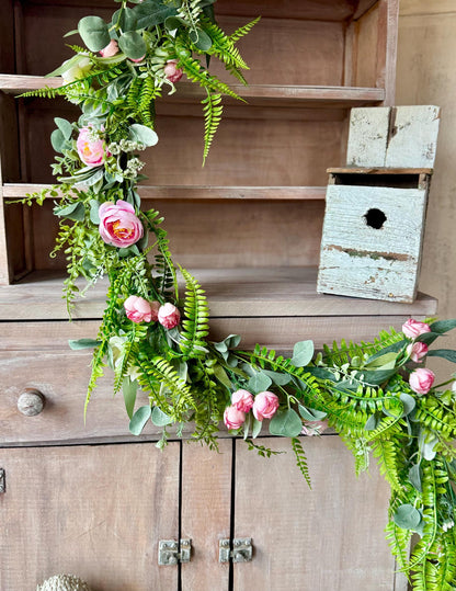 Summer Wildflower Garland, Spring Rose Garland, Summer Garland for Fireplace, Mantle Garland Decor, Wildflower Wedding Garland