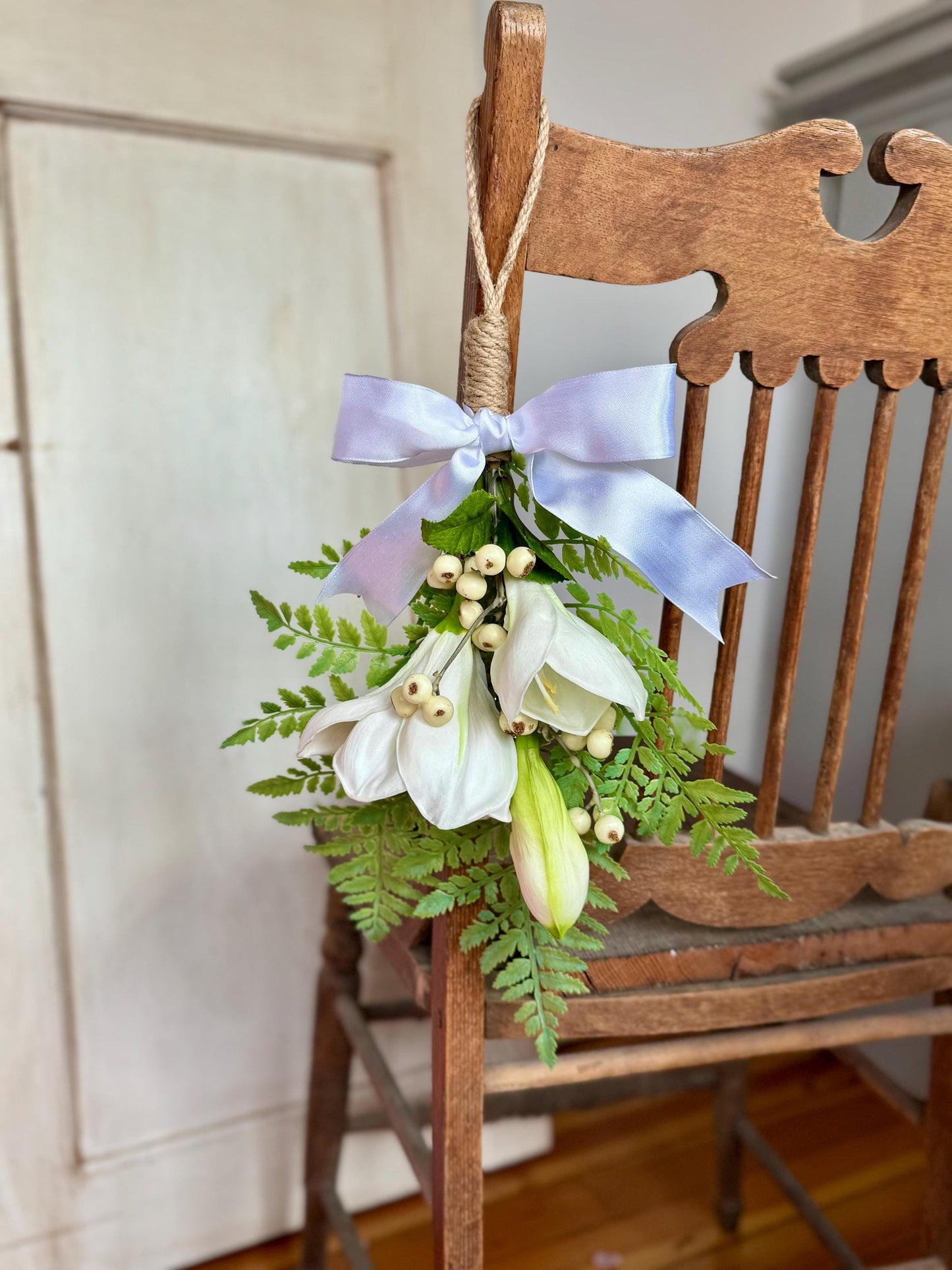 NEW 2025! White Lily Greenery Swag Wreath, Spring Mini Swag, Easter Lily Swag, White Wedding Pew Swag, Easter Lily Church Decor