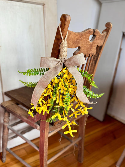 NEW 2025! Mini Forsythia Swag Wreath, Yellow Spring Swag, Yellow Floral Door Swag, Fern Wreath, Mothers Day Swag, Wildflower Decor