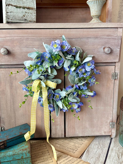 Blue Violet Easter Wreath, Blue Farmhouse Candle Wreath, Window Wreath, Kitchen Cabinets Wreath, Purple Easter Wreath Decor