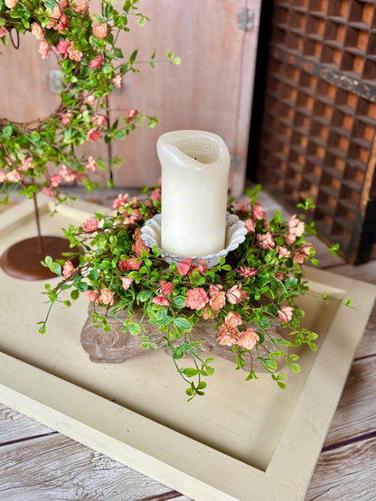 BEST SELLER Mothers Day Candle Wreath, Mothers Day GIFT, Pink Floral Candle Wreath, Summer Wreath, Spring Decor, Easter Decor