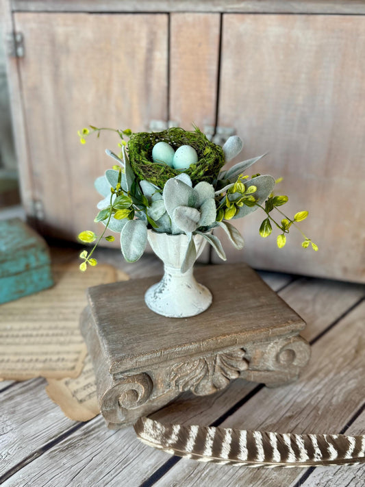 Bird Nest Arrangement, French Country Spring Arrangement, Easter table Decor