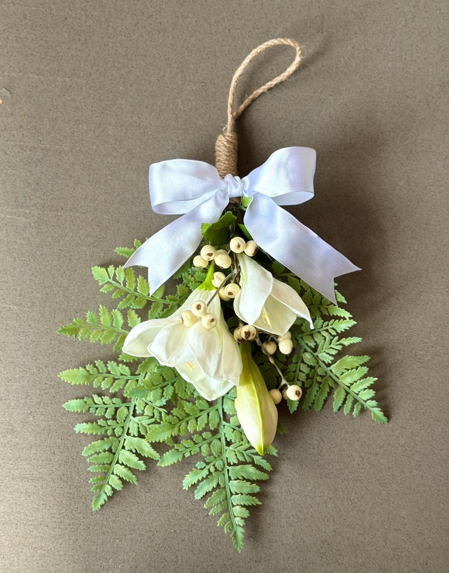 NEW 2025! White Lily Greenery Swag Wreath, Spring Mini Swag, Easter Lily Swag, White Wedding Pew Swag, Easter Lily Church Decor