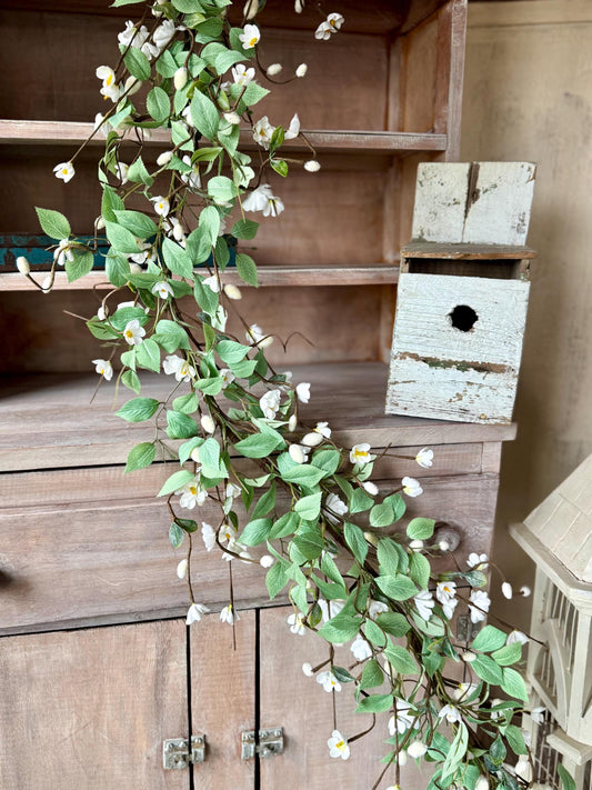 Wildflower Garland, Pussy Willow Garland, Garland for Mantle, White Wedding Garland, White Floral Garland, Country Rustic