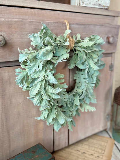 Dusty Miller Wreath, Heart Shaped Wreath, Lambs Ear Wreath, Spring Wreath, Summer Wreath, Apartment Door Wreath, Nursing Home Decor