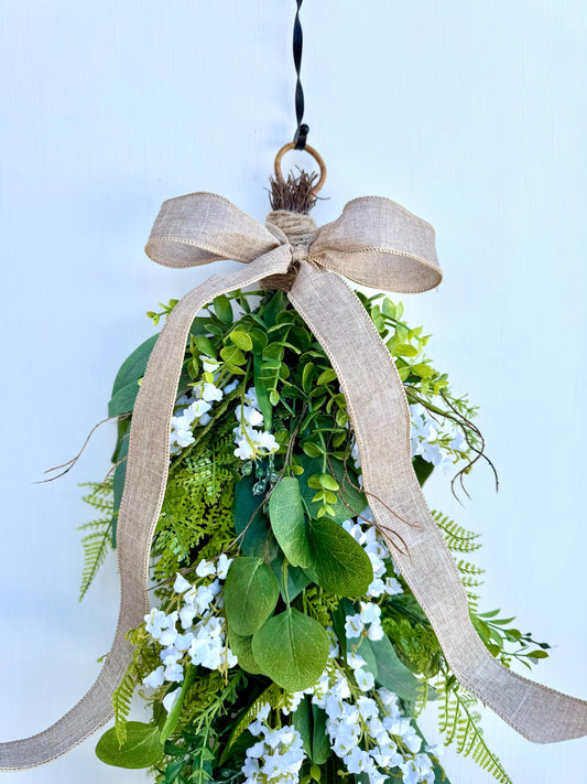 White Lily Of The Valley Wreath, Fern Swag Wreath, Spring Wreath, Mothers Day, Summer Fern Swag, Country Decor