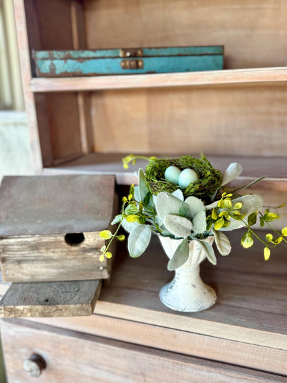 Bird Nest Arrangement, French Country Spring Arrangement, Easter table Decor