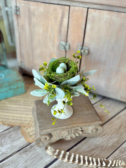 Bird Nest Arrangement, French Country Spring Arrangement, Easter table Decor