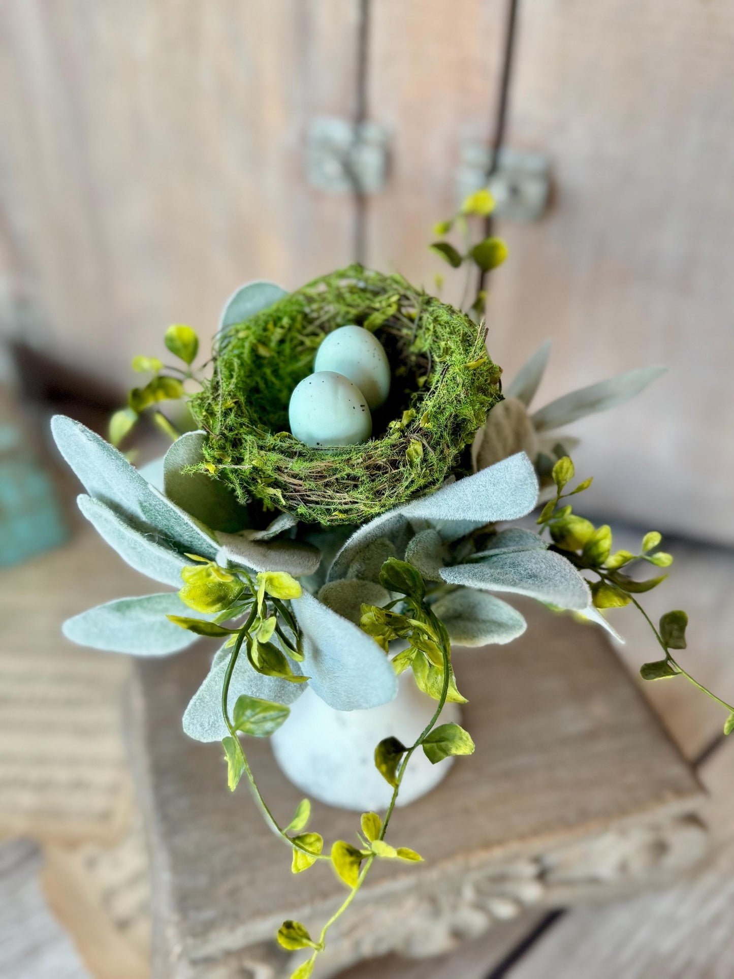 Bird Nest Arrangement, French Country Spring Arrangement, Easter table Decor