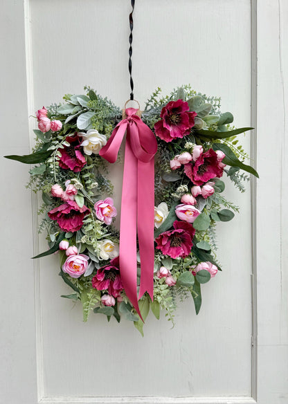 Pink Mothers Day Wreath for Front Door, Summer Wreaths, Pink Rose Porch Decor, Pink Tea Rose Flower Wreath, Spring Front Door Wreath