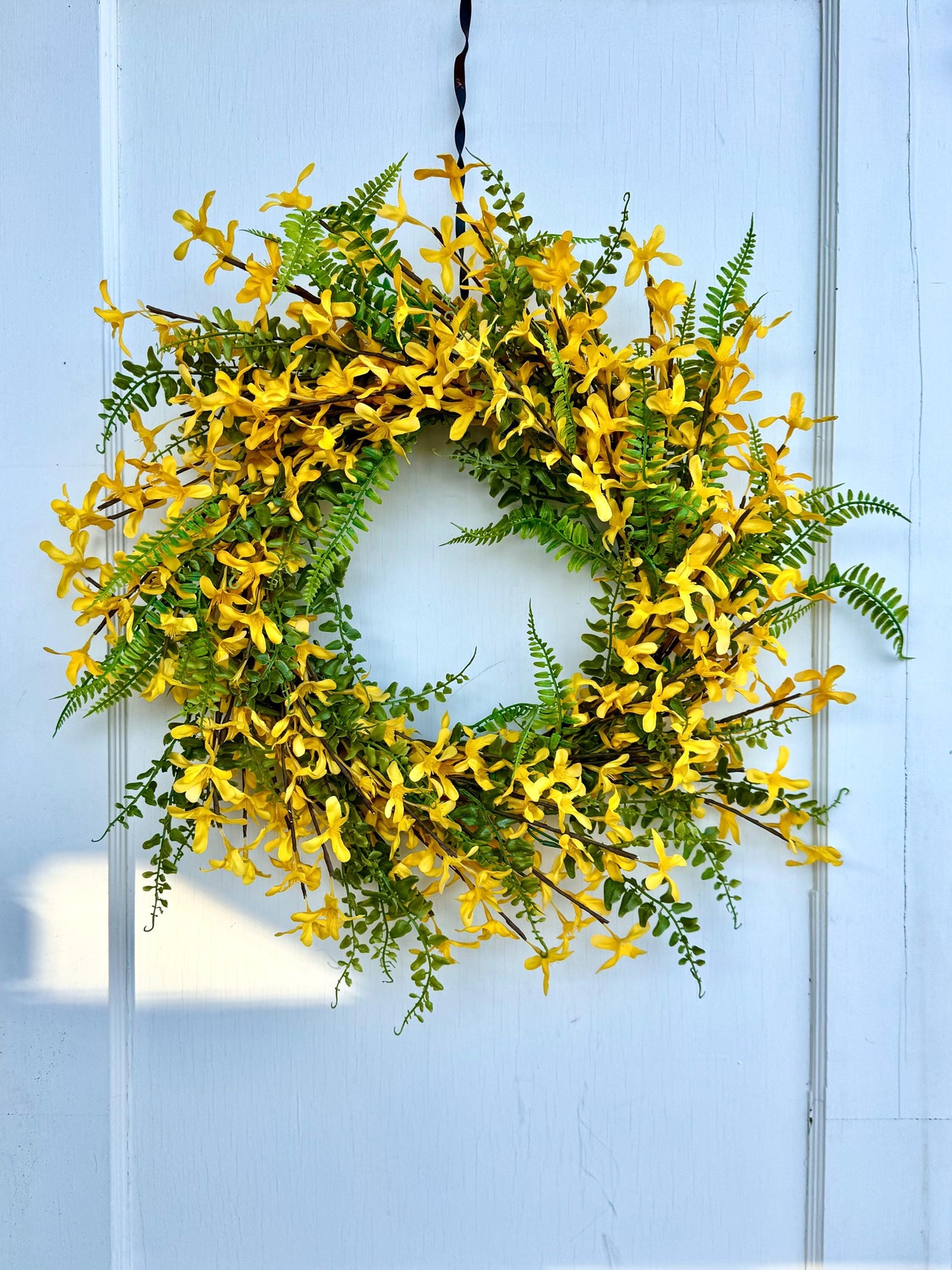Yellow Forsythia Door Wreath, Spring Wreath, Gold Chain Spring Wreath, Yellow Summer Wreath
