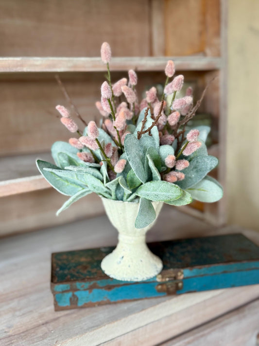 Mini Pink Pussy Willow Arrangement, French Country Spring Arrangement, Mothers Day Gift, Nursing Home Decor, Pussy Willow Arrangement