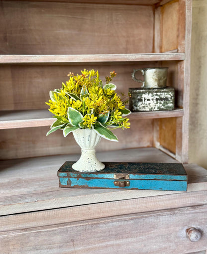 Yellow Flower Mini Arrangement, French Country Spring Arrangement, Easter Table Decor, Mothers Day Gift, Nursing Home Decor