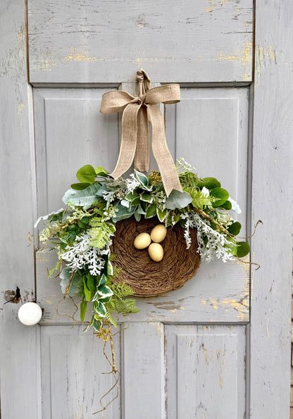 BEST SELLER Bird Nest Wreath, Mothers Day Gift, Spring Wreath, Front Door Decor, Summer Hanger, Egg Wildflower Swag, GIFT