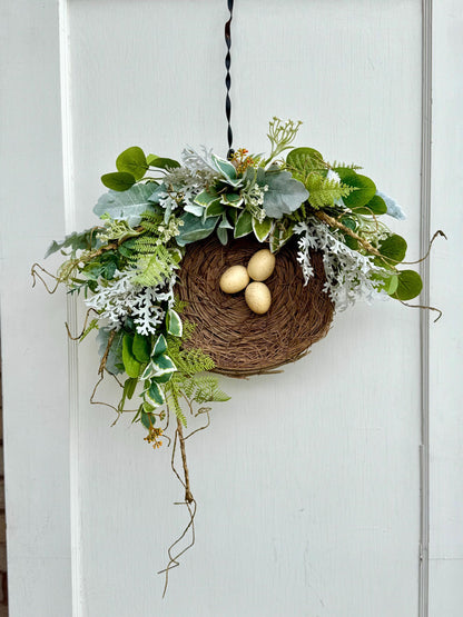 BEST SELLER Bird Nest Wreath, Mothers Day Gift, Spring Wreath, Front Door Decor, Summer Hanger, Egg Wildflower Swag, GIFT