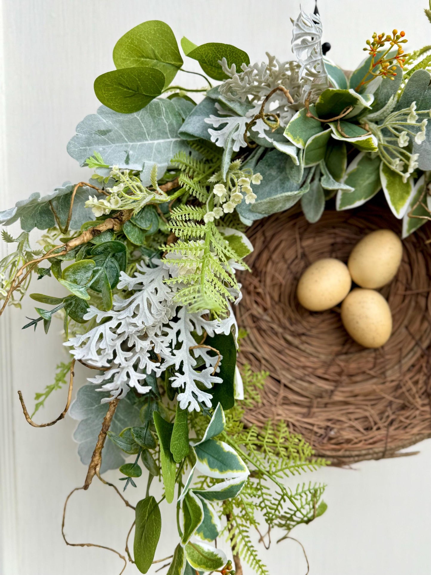 Bird Nest Wreath, Mothers Day Gift, Spring Wreath, Front Door Decor, Summer Hanger, Egg Wildflower Swag, GIFT