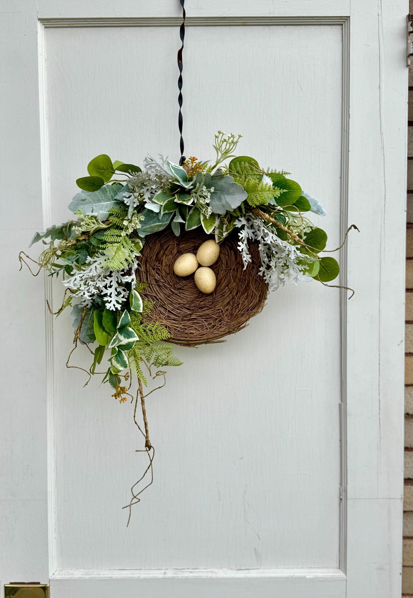 Bird Nest Wreath, Mothers Day Gift, Spring Wreath, Front Door Decor, Summer Hanger, Egg Wildflower Swag, GIFT