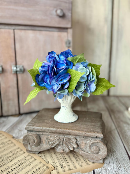 Blue Hydrangea Arrangement, Mothers Day Gift, French Country Spring Arrangement, Nursing Home Decor, Summer Blue Hydrangea Decor