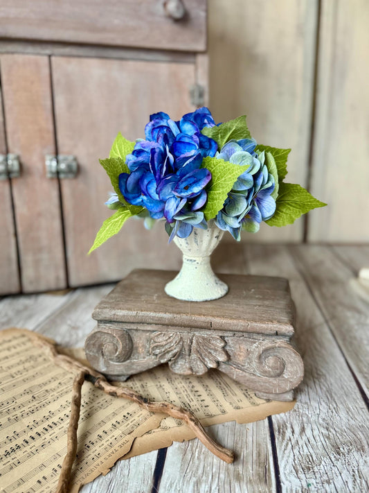 Blue Hydrangea Arrangement, Mothers Day Gift, French Country Spring Arrangement, Nursing Home Decor, Summer Blue Hydrangea Decor
