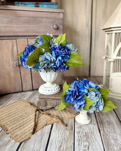 Blue Hydrangea Arrangement, Mothers Day Gift, French Country Spring Arrangement, Nursing Home Decor, Summer Blue Hydrangea Decor