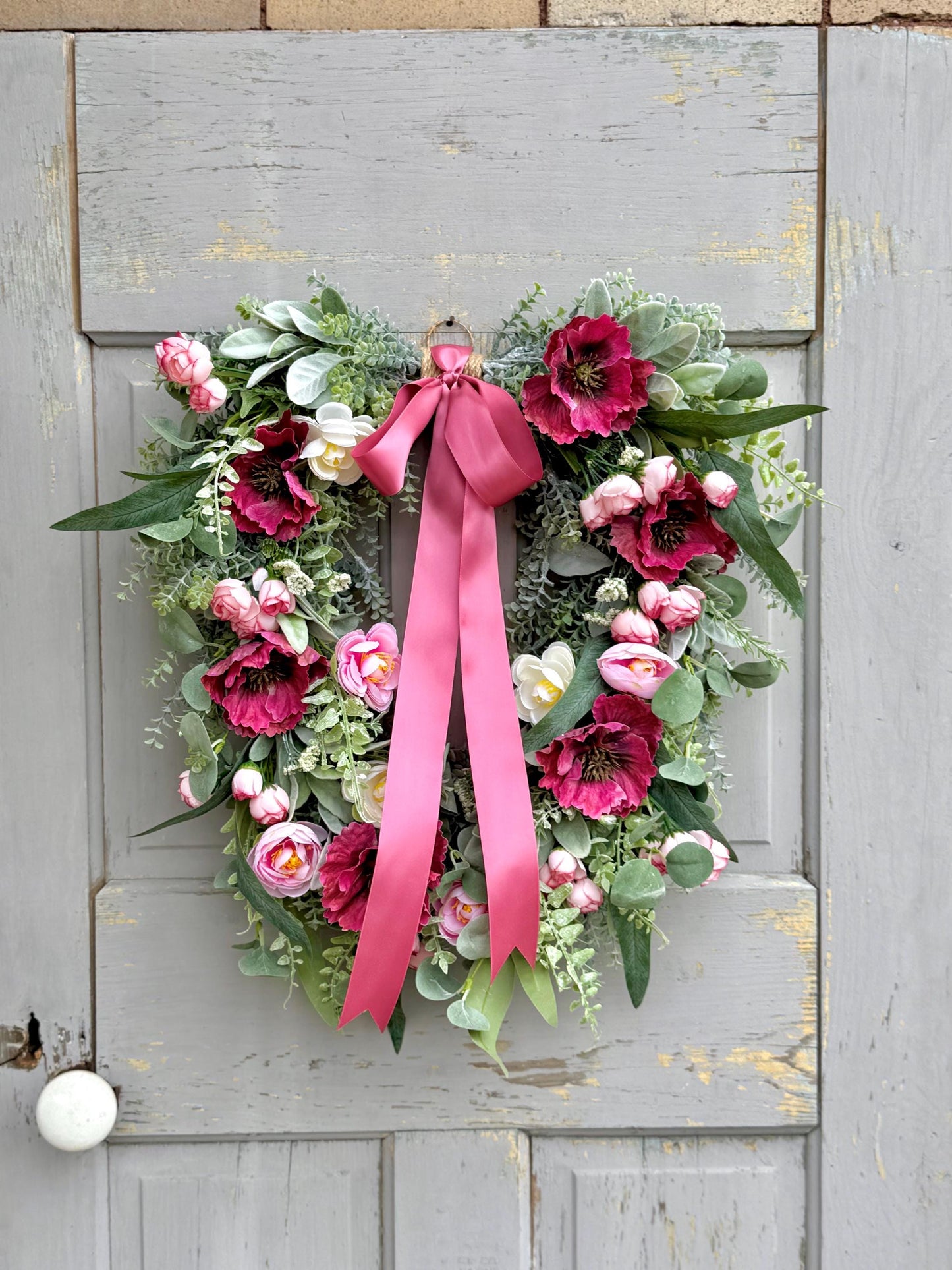 Pink Mothers Day Wreath for Front Door, Summer Wreaths, Pink Rose Porch Decor, Pink Tea Rose Flower Wreath, Spring Front Door Wreath