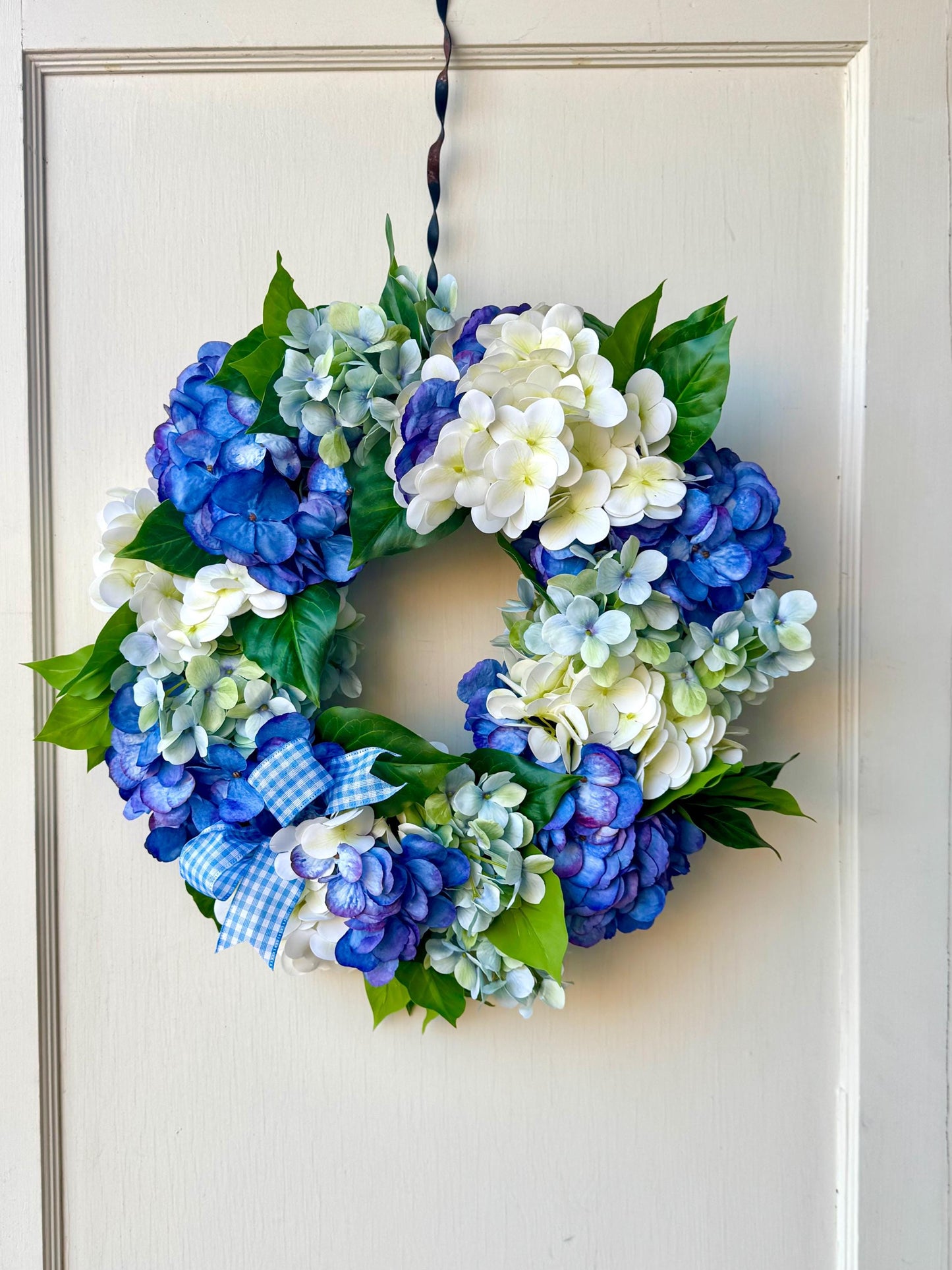 Blue Hydrangea Summer Wreath, Floral Spring Wreaths, Farmhouse Wreath, Wildflower, Front Door Decor, Blue Kitchen Wreath, Blue Door Wreath