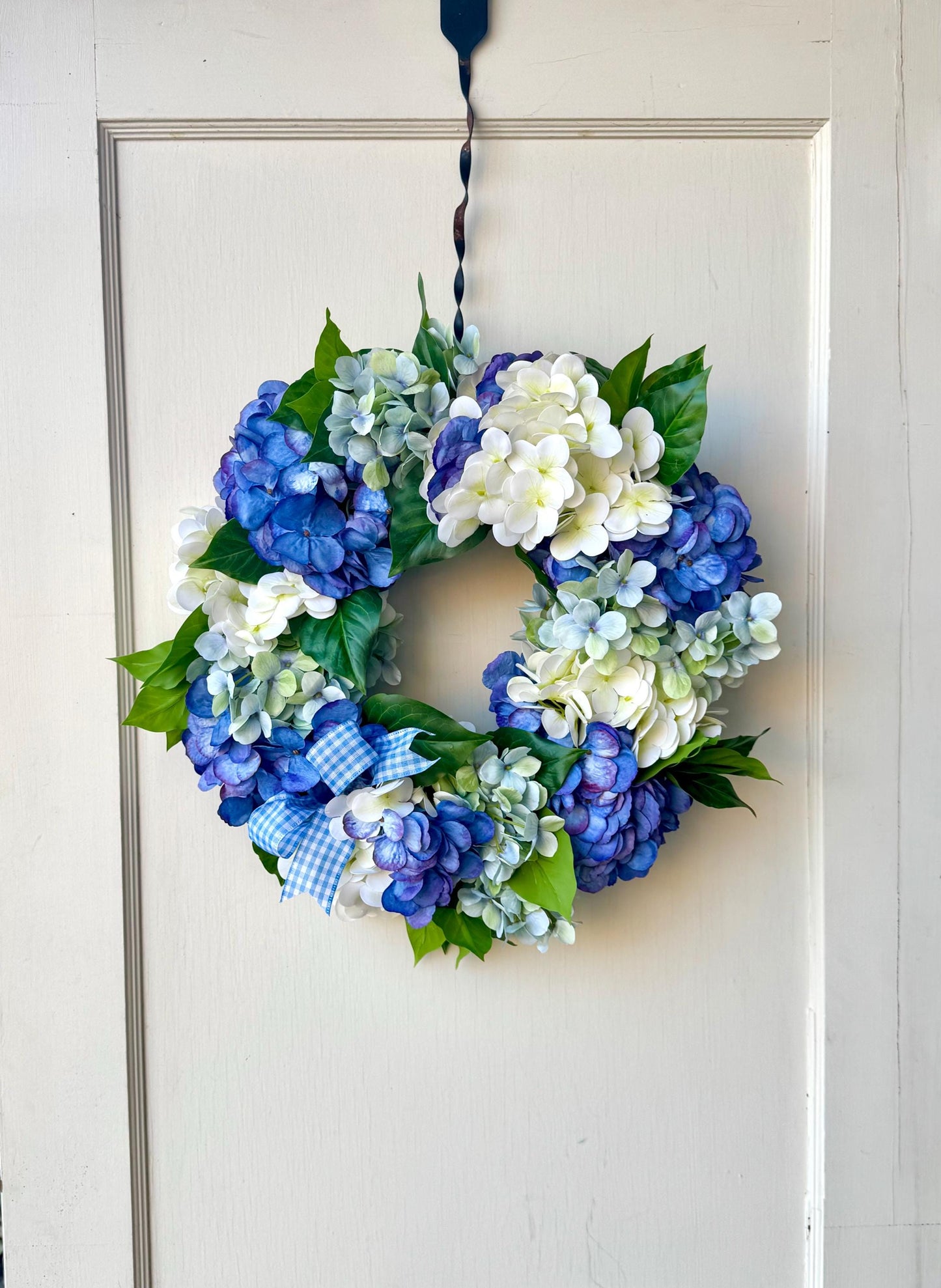 Blue Hydrangea Summer Wreath, Floral Spring Wreaths, Farmhouse Wreath, Wildflower, Front Door Decor, Blue Kitchen Wreath, Blue Door Wreath
