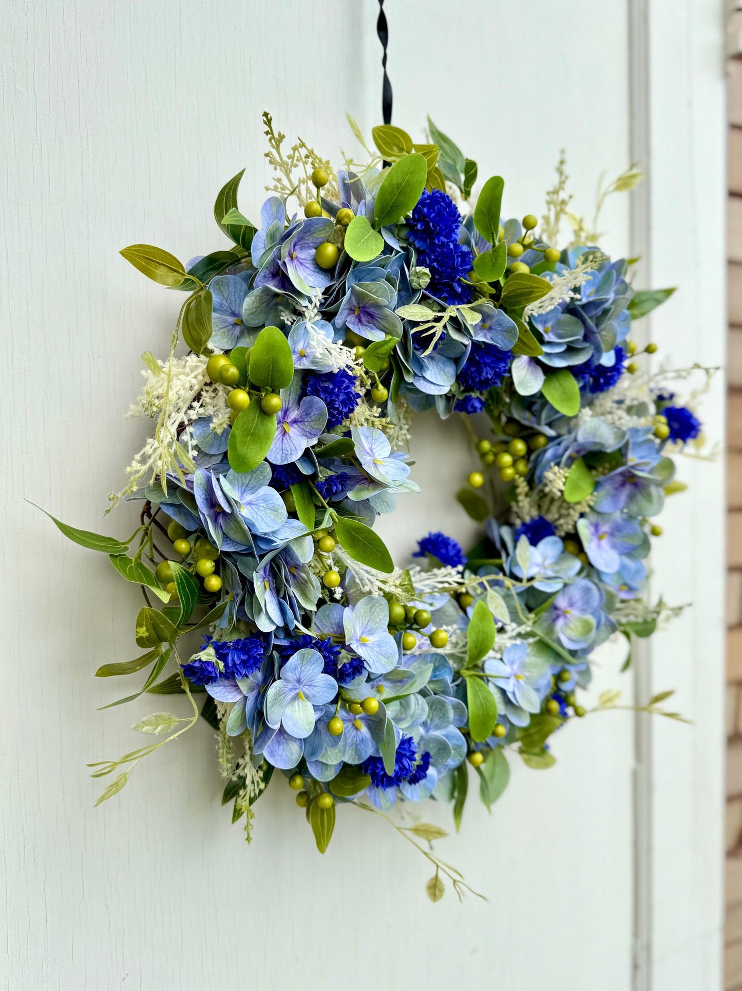 Summer Wreath for a Front Door, Blueberry Wreath, Porch Wreath, Farmhouse Decorations, Wildflower Wedding Decor