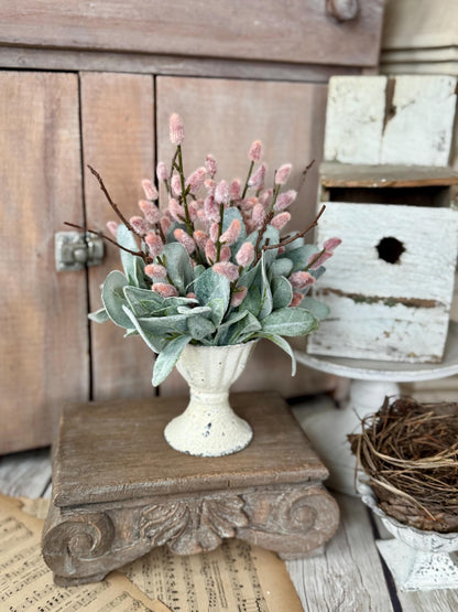 Mini Pink Pussy Willow Arrangement, French Country Spring Arrangement, Mothers Day Gift, Nursing Home Decor, Pussy Willow Arrangement