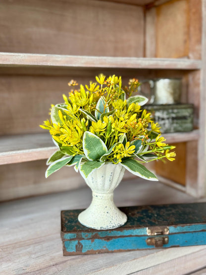 Yellow Flower Mini Arrangement, French Country Spring Arrangement, Easter Table Decor, Mothers Day Gift, Nursing Home Decor