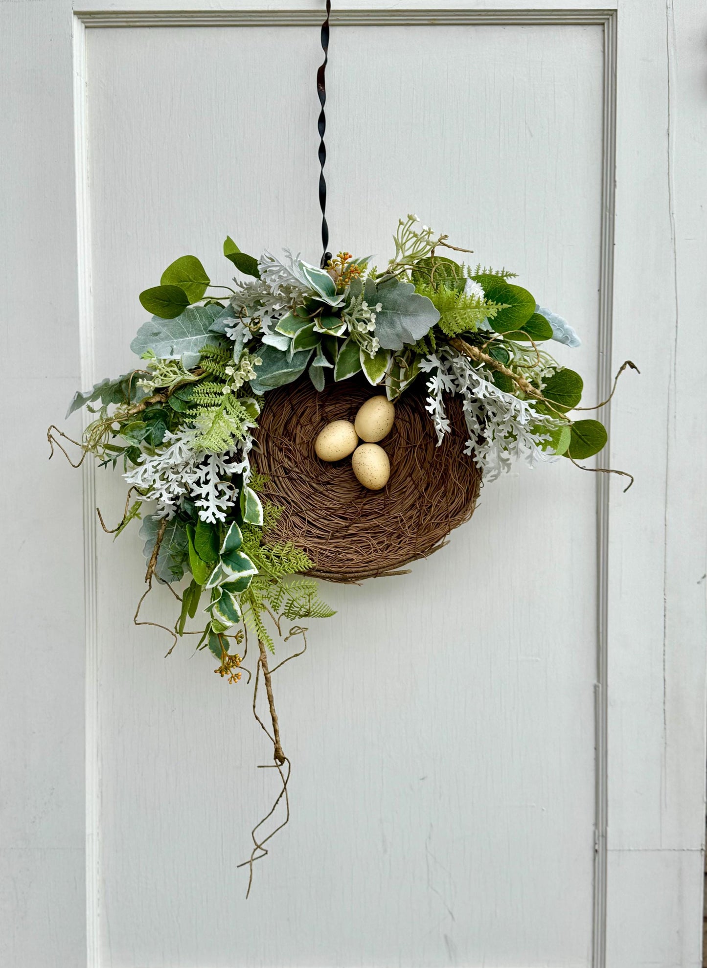 Bird Nest Wreath, Mothers Day Gift, Spring Wreath, Front Door Decor, Summer Hanger, Egg Wildflower Swag, GIFT