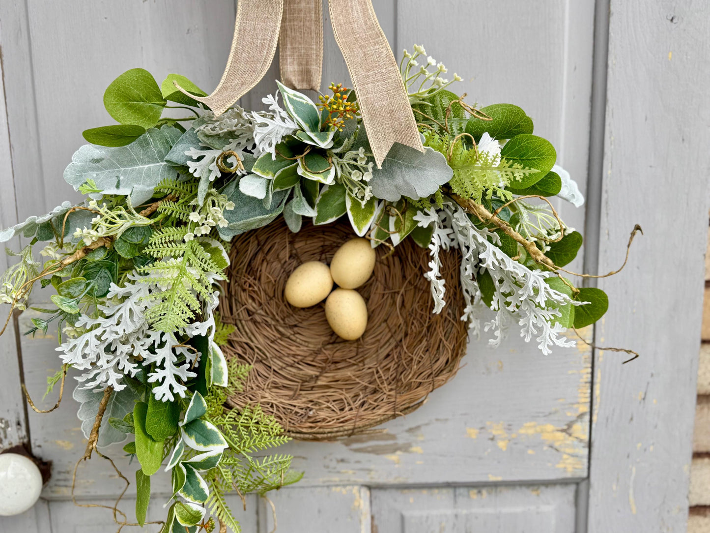 Bird Nest Wreath, Mothers Day Gift, Spring Wreath, Front Door Decor, Summer Hanger, Egg Wildflower Swag, GIFT