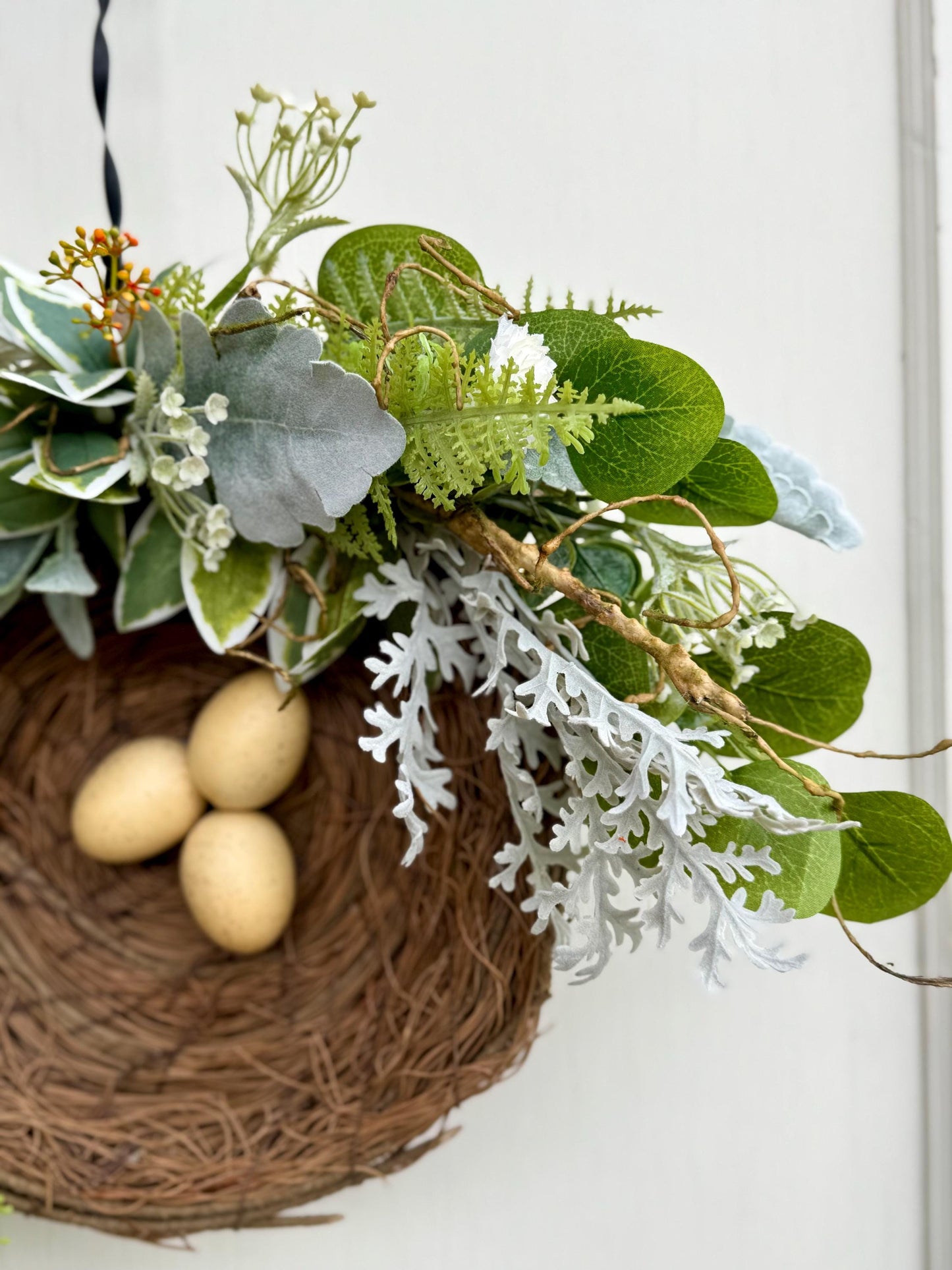 Bird Nest Wreath, Mothers Day Gift, Spring Wreath, Front Door Decor, Summer Hanger, Egg Wildflower Swag, GIFT