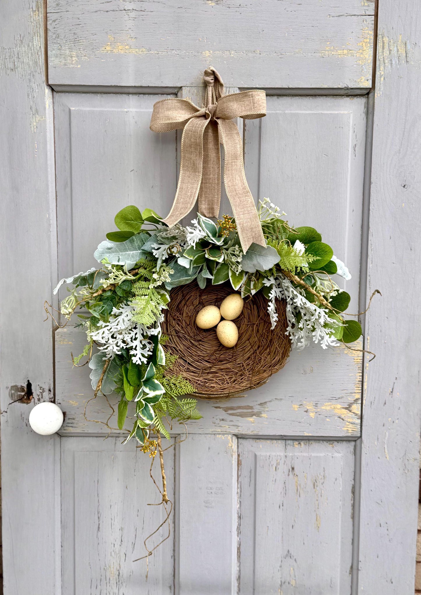 Bird Nest Wreath, Mothers Day Gift, Spring Wreath, Front Door Decor, Summer Hanger, Egg Wildflower Swag, GIFT
