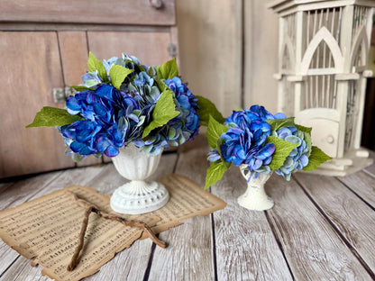 Blue Hydrangea Arrangement, Mothers Day Gift, French Country Spring Arrangement, Nursing Home Decor, Summer Blue Hydrangea Decor