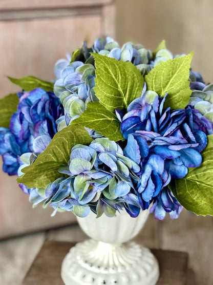 Blue Hydrangea Arrangement, Mothers Day Gift, French Country Spring Arrangement, Nursing Home Decor, Summer Blue Hydrangea Decor
