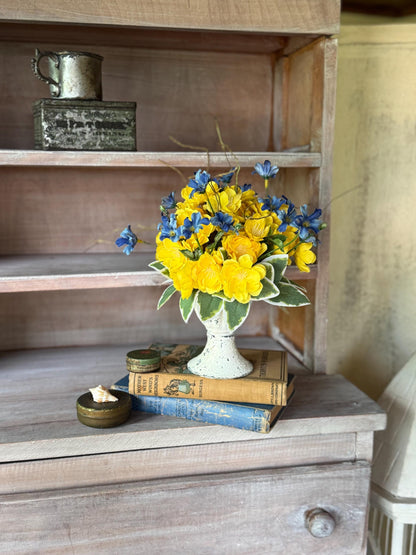 Yellow Blue Floral Arrangement, French Country, Spring Arrangement, Nursing Home Decor, Yellow Blue Kitchen Decor, Gift Arrangement