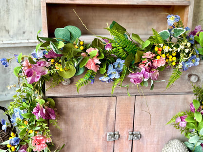 Wildflower Garland, Spring Flower Garland, Summer Wedding Garland, Kitchen Cabinet Garland, Porch Decor, Garden Garland