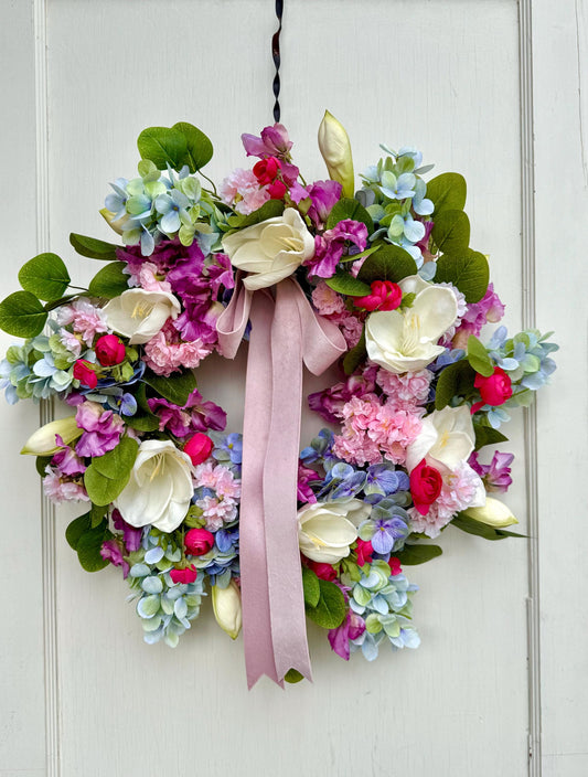 Colorful Floral Wreath, Mothers Day Gift, Spring Door Wreath, Summer Wreath, Peony Wreath, Front Door Wreath, Hydrangea Decor Wreath