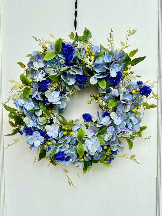 Summer Wreath for a Front Door, Blueberry Wreath, Porch Wreath, Farmhouse Decorations, Wildflower Wedding Decor