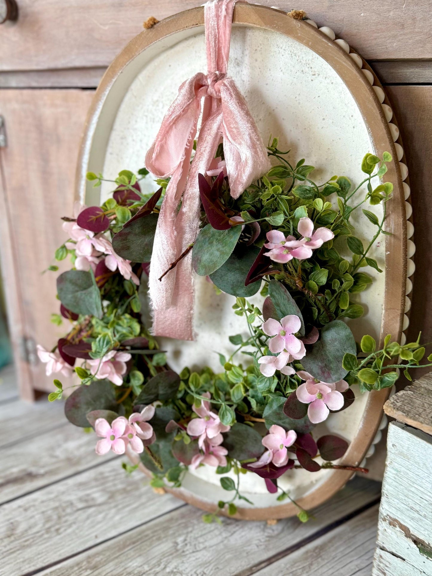 Pink Eucalyptus Wreath, Purple Summer Garland, Pink Summer Wreath, Rustic Vine Decor, Cabinet Wreath, Accent Wreath, wedding decor