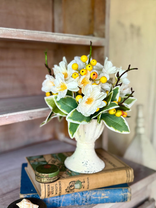 White Cherry Blossom Arrangement, French Country, Spring Arrangement, Nursing Home Decor, Cherry Blossom Decor
