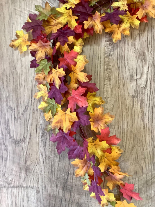 Fall Leaves Garland, Autumn Garland, Handmade Garland for Mantle, Harvest Decor, Fireplace Decor, Table Runner, Fall Centerpiece