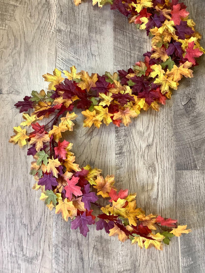 Fall Leaves Garland, Autumn Garland, Handmade Garland for Mantle, Harvest Decor, Fireplace Decor, Table Runner, Fall Centerpiece