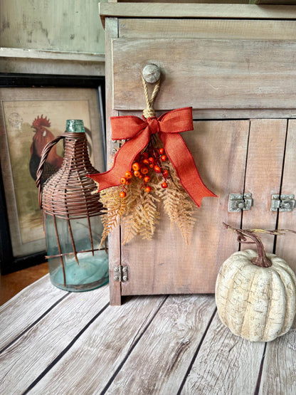 NEW 2025! Mini Fall Swag Wreath, Beige Fern Fall Swag, Fall Berry Swag